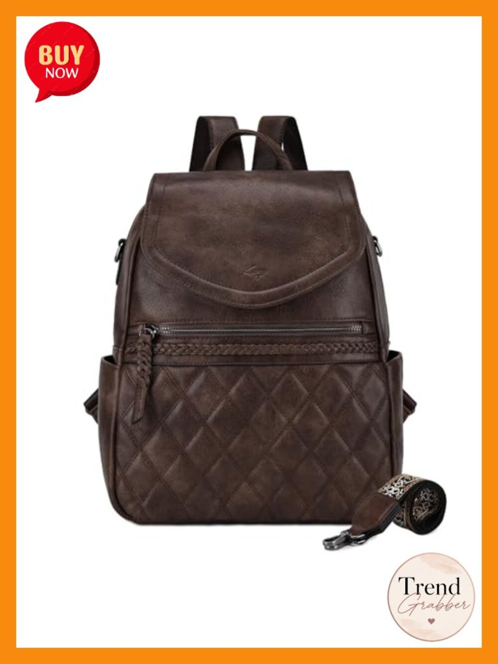 Women's Vegan Leather Convertible Backpack Purse with Detachable Strap